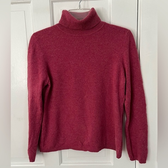 Charter Club 2 Ply 100% Cashmere Pink Raspberry Turtleneck Sweater Size L Luxury - Picture 1 of 9